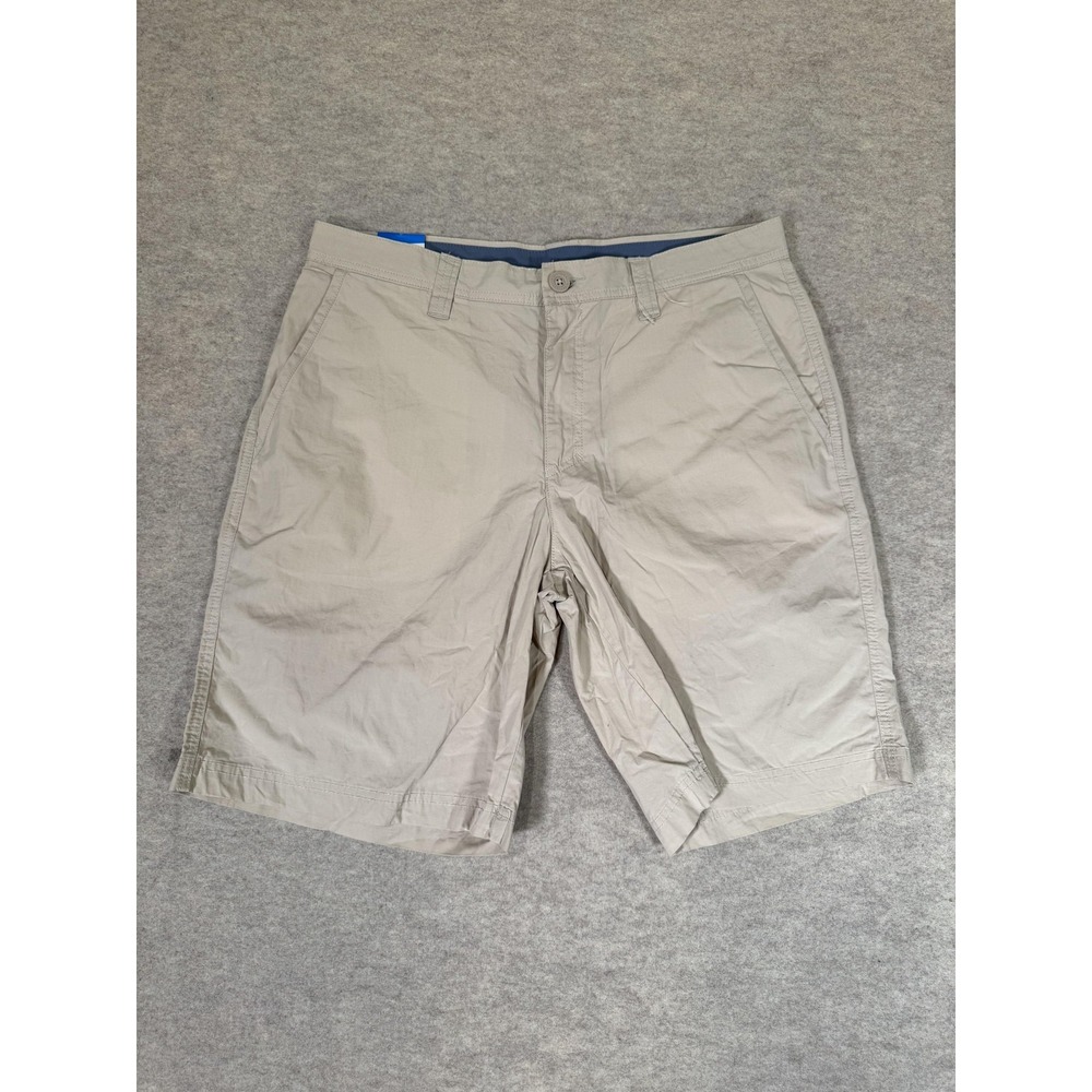Columbia Shorts Mens 34 Beige Chino Modern Classic Casual Zip Fly Cotton Pockets